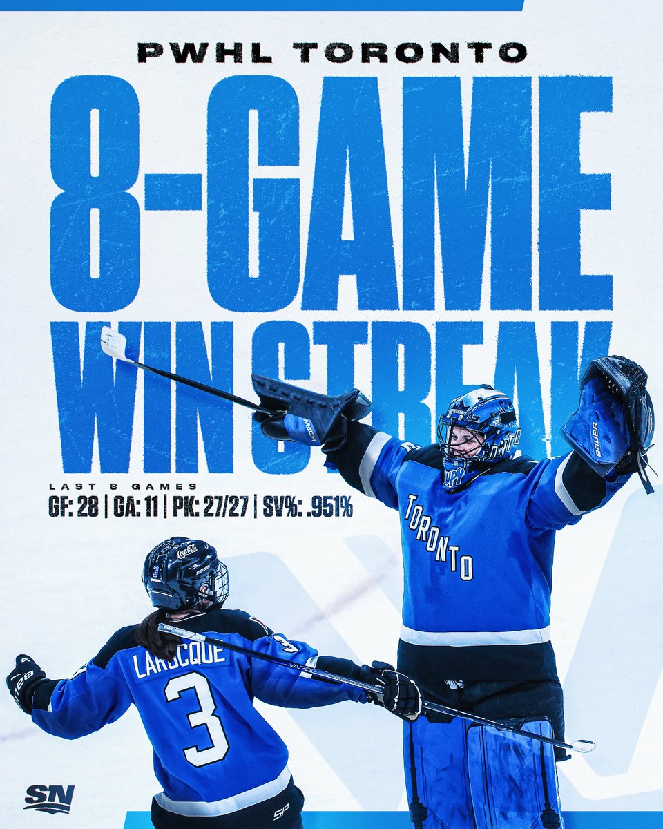 PWHL Toronto are on an absolute HEATER! 🔥

Catch them in action tonight at 7pm ET vs. Montreal live on Sportsnet or stream on Sportsnet+