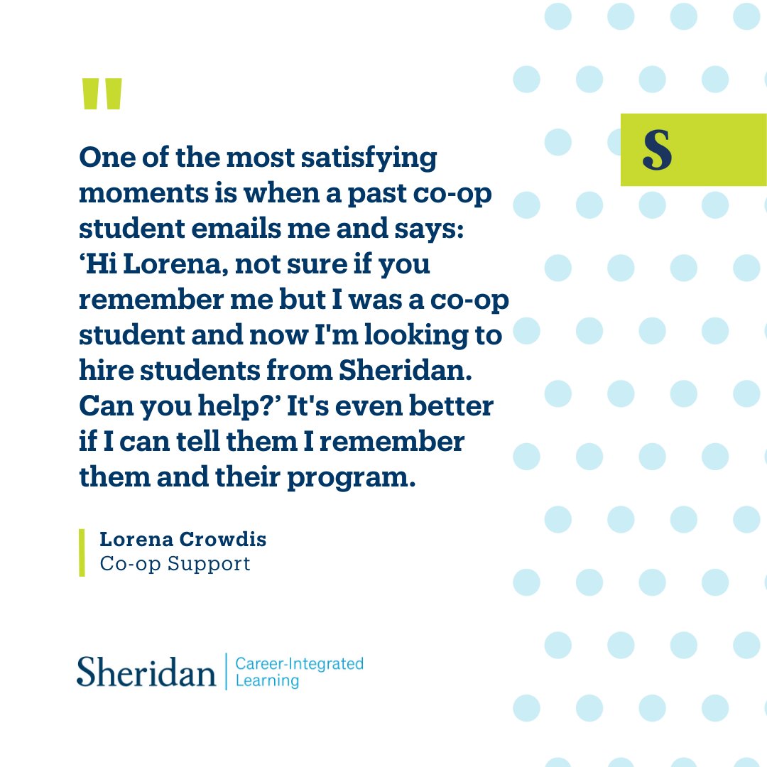 ✨Receiving emails from past co-op students looking to hire brings us such joy! It's one of those beautiful full-circle moments that makes it all worth it!

#SheridanWorks #WILMonth
