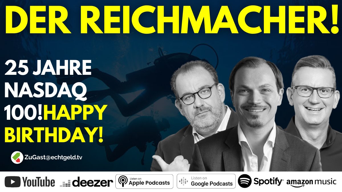 Happy Birthday, QQQ! 25 Jahre, 250 Mrd. US-Dollar Fondsvermögen und 777% Performance. @takberlin und @CWRoehl und @invescoEMEA -Experte Ulrich Cord mit bunten Papphüten und einem Deep Dive! 📌youtu.be/Pbfg2VUZlkw