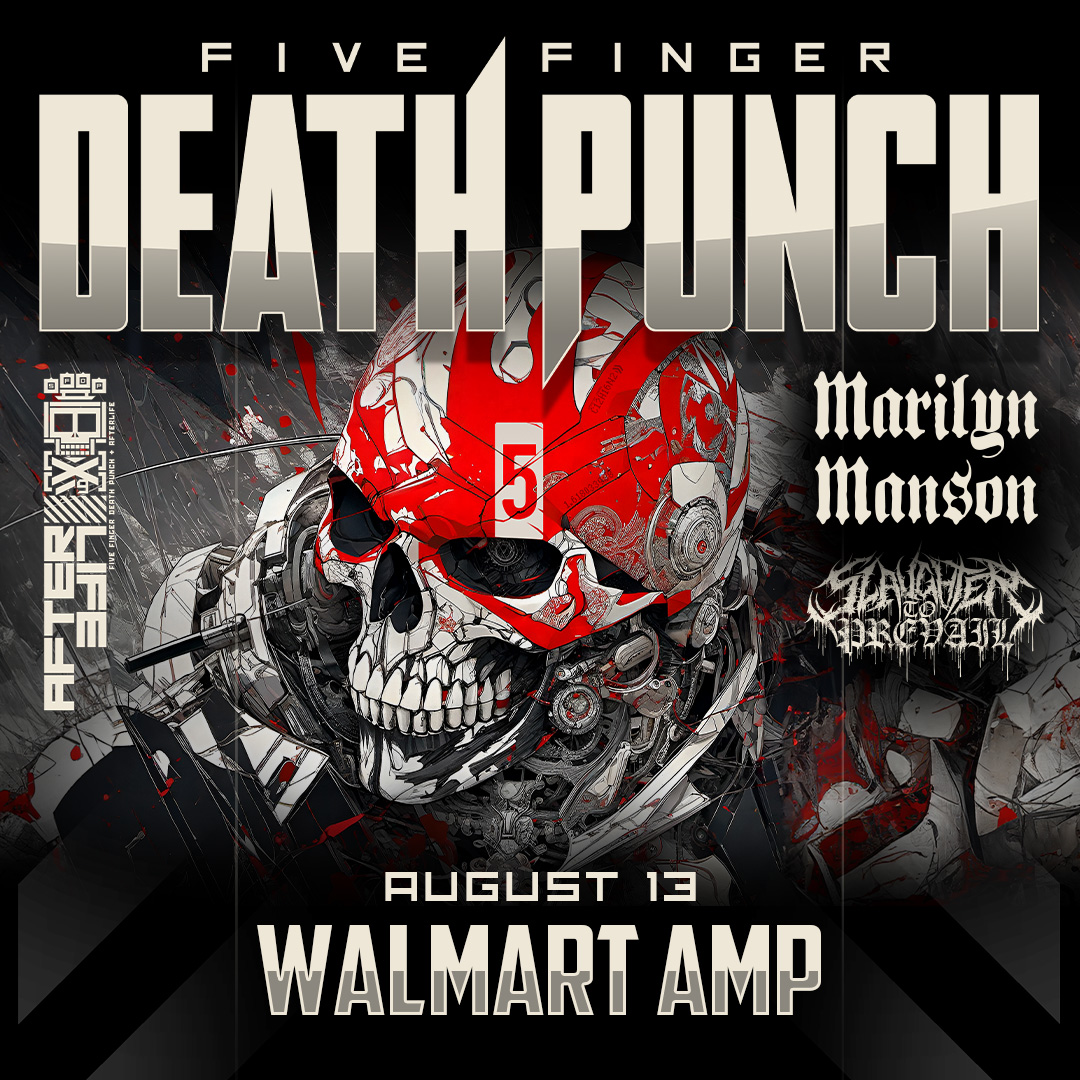 ⚠️ JUST ANNOUNCED: Five Finger Death Punch is coming to the AMP on Aug. 13 with Marilyn Manson and Slaughter to Prevail! 💥 Tickets on sale Friday March 15th at 10am. 🎟