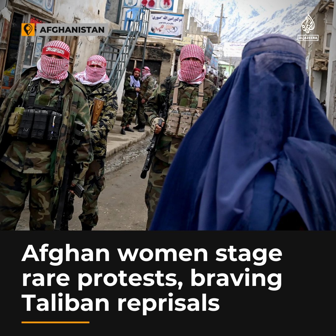 'Our silence and fear is the biggest weapon of the Taliban.' Small groups of Afghan women have gathered in private spaces to demand that harsh restrictions on their freedoms be lifted on #InternationalWomensDay aje.io/2xzi5j