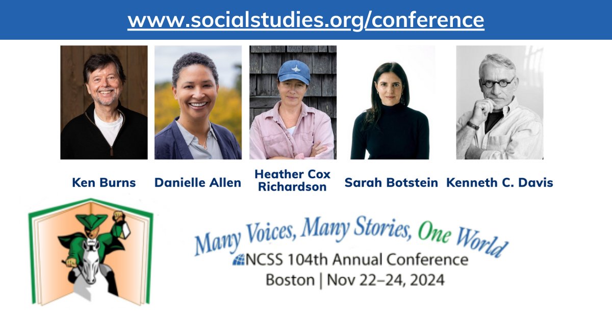 🎤 ICYMI, the first speakers for our 104th Annual Conference are on the NCSS website! Keep watching this space for more updates: hubs.li/Q02nh7CC0 #Boston #edchat #NCSS2024 #edutwitter