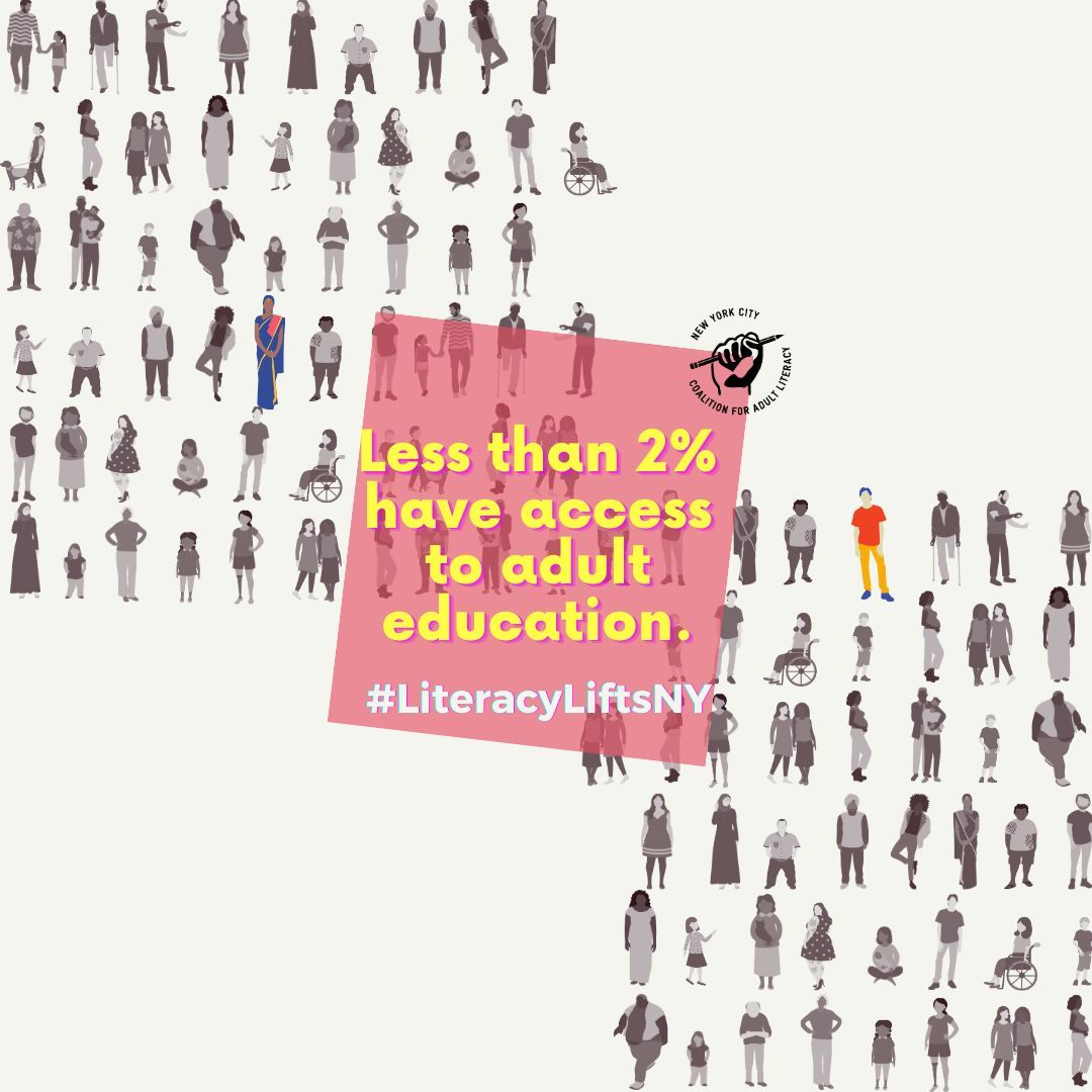 3.9M New Yorkers with limited English proficiency or without a high school diploma need adult education. We call on @GovKathyHochul , @AndreaSCousins , and @CarlHeastie to invest $27.9 million in FY25 to support Adult Literacy Education (ALE) funding. #LiteracyLiftsNY @NYCCAL