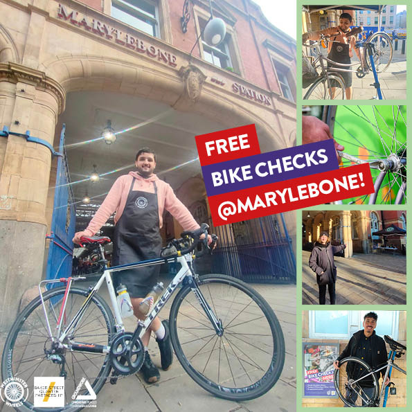 DR BIKE is BACK! Right on-site at Marylebone Station; Westminster Wheels provides FREE bike check-ups every Wednesday and Thursday, 7:30am - 10:30am. In association with our friends at @chilternrailway, @GroundworkLondon and @BakerStreetQ: helping bring free cycle safety to YOU!