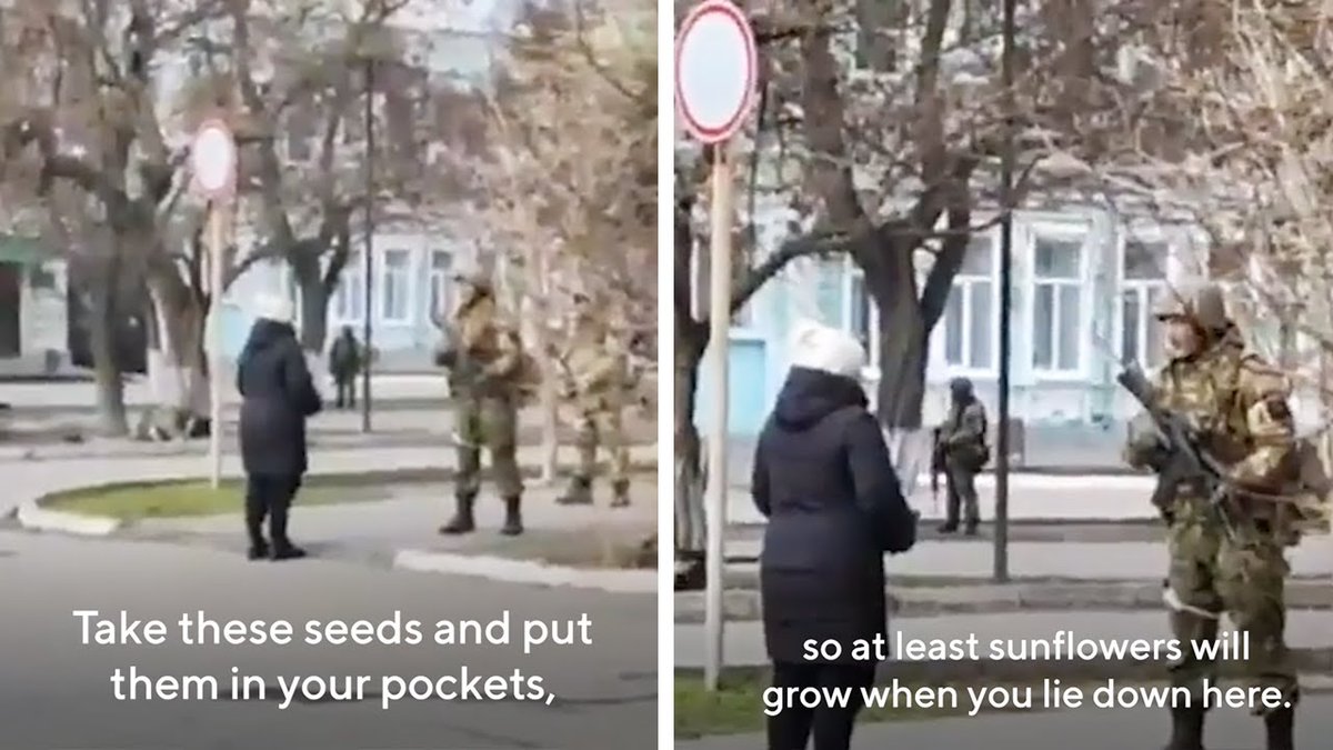 Ukrainian woman confronting armed russian soldier, 2022
#InternationalWomensDay