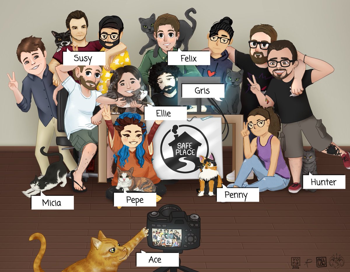 Say cheese! 🧀📸

Heyo friendos, here's a little illustration made by our artists to show you the entiriety of Safe Place Studio!

We'll soon get to know each of them deeper, but for now enjoy our chibi family portrait! 💜👀

More to come, stay tuned!