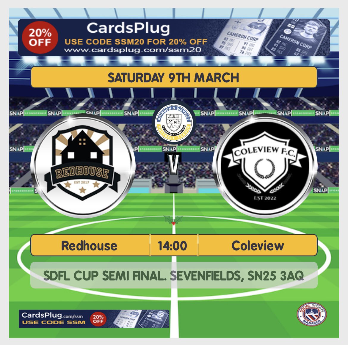 Semi- Final weekend!👇🏼 It promises to be a cracking cup tie against a good Redhouse side. An 11 goal thriller on the opening day of the season. Why not pop on down to Sevenfields!? Looking forward to it🤝⚽️ UTC🟣⚫️