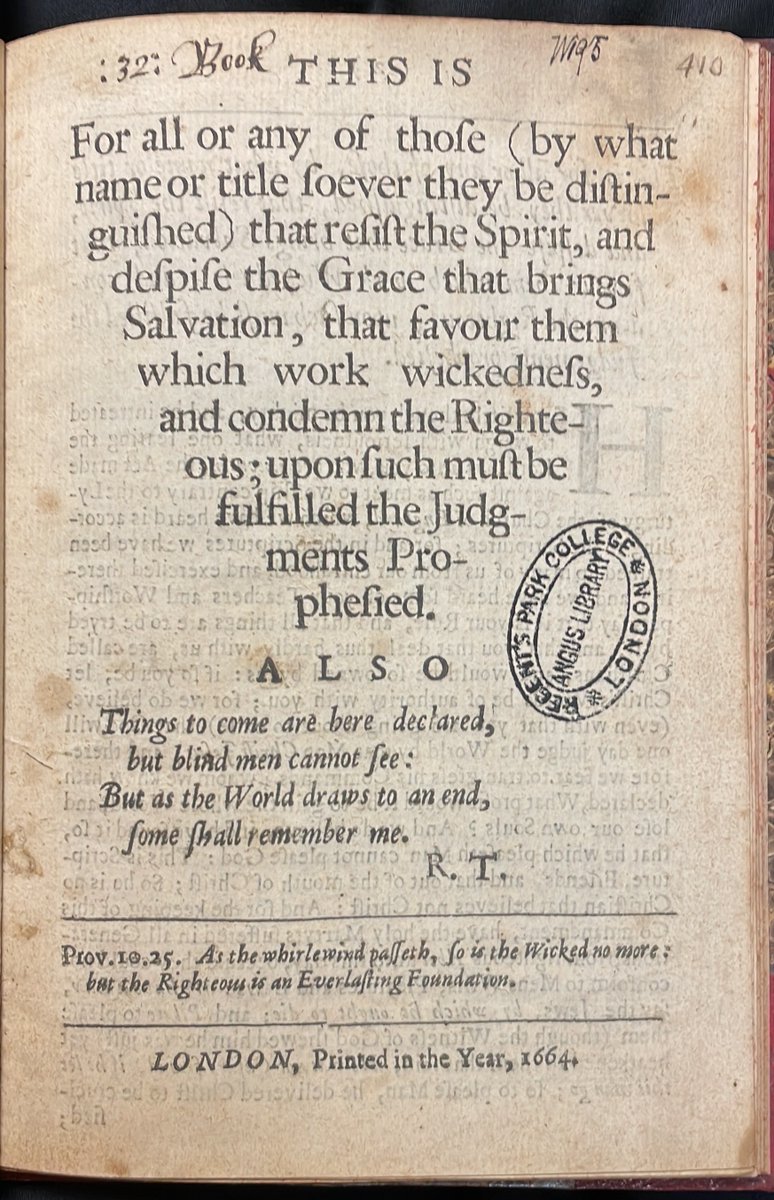 #InternationalWomensDay Here is the opening of a prophecy by Rebecca Travers 1609-1688 Quaker preacher, author and prophet who lived through the civil war: Things to come are here declared, but blind men cannot see: But as the world draws to an end, some shall remember me.