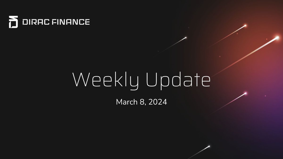 DiracFinance's tweet image. 🚀@DiracFinance Weekly Update!
This week has been incredible! Here's a snapshot:
🧵👇
#DiracFinance #DeFi #zkeEVM #PolygonzkEVM #SKALE #zerogasfees