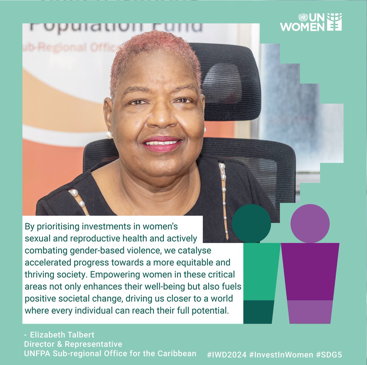 Happy #IWD2024 from @unwomencarib! In our regional campaign, representatives of UN agencies, civil society organisations, the private sector and national gender machineries share how they are investing in women. Here is @UNFPACaribbean Director: #InvestInWomen #SDG5