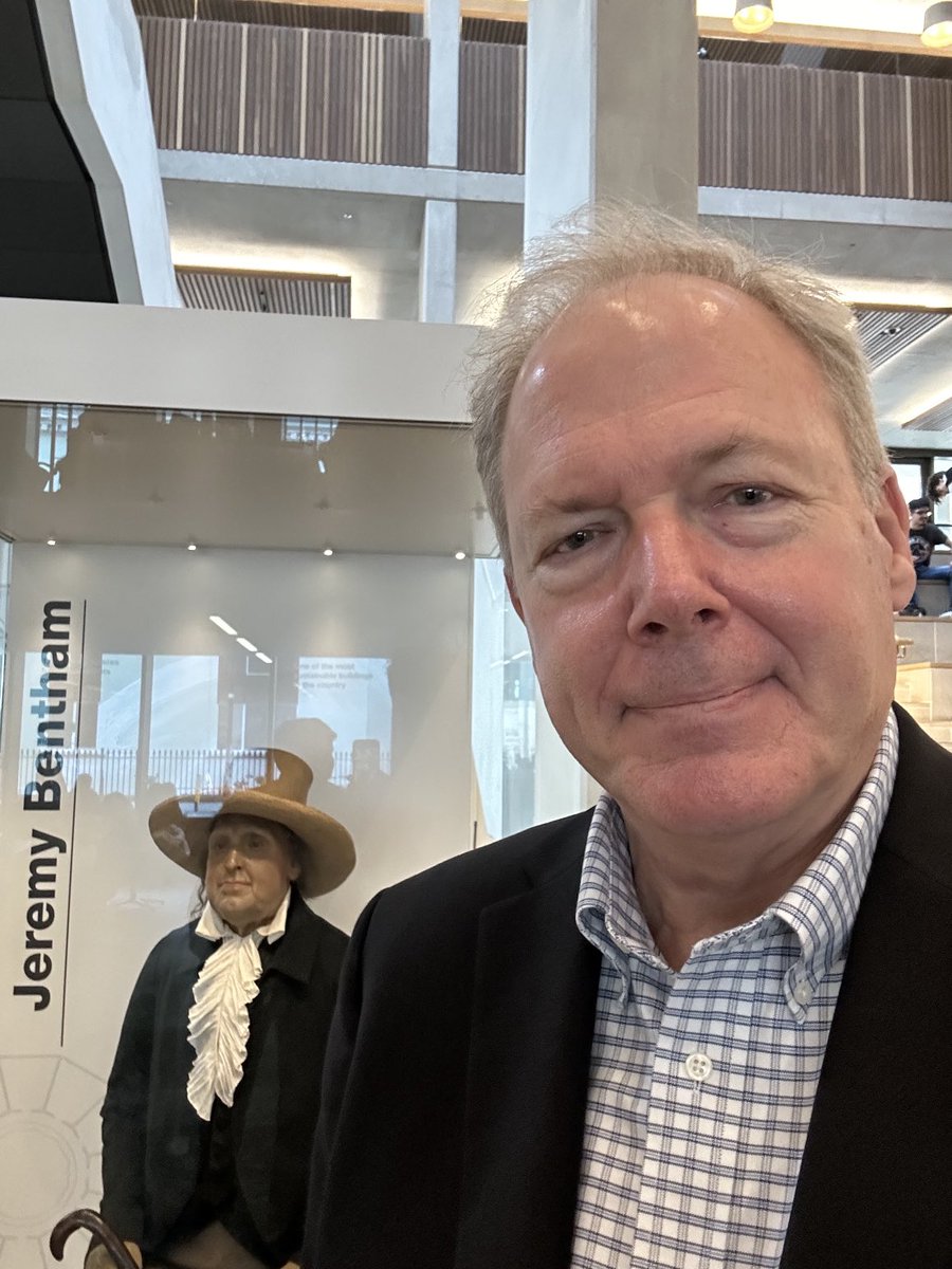 The remains of Prof Jeremy Bentham are on display at the Student Centre at University College London…yes, that is he looking over my shoulder.