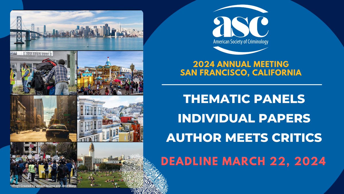🗓️ Friendly reminder: The submission deadline for the ASC Annual Meeting is just 2 weeks away! For all the essential info and details, check out the ASC Annual Meeting page. asc41.org/events/asc-ann… #ASCSanFran24 #ASCriminology2024 #AmericanSocietyofCriminology