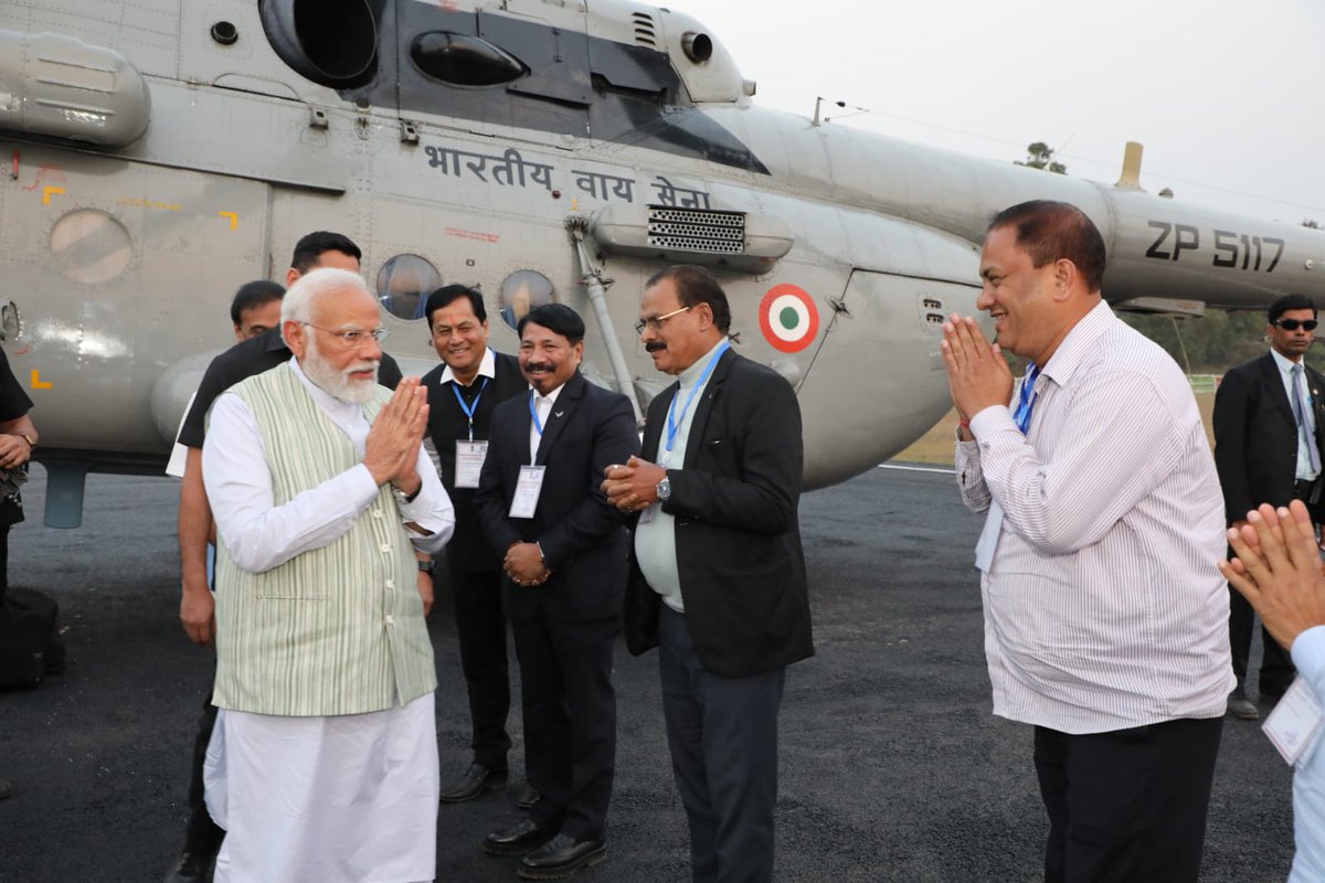 Heartiest welcome to Assam, PM Sri Narendra Modiji. At Kohora , Kaziranga. Your visit to Kaziranga National Park, unveiling the statue of Lachit Barphukan at Jorhat, and engaging with women SHGs highlight the beauty and strength of our land. espite a busy schedule, @narendramodi