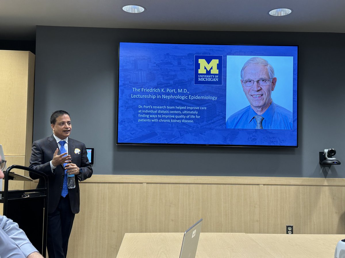 Such an honor to welcome @rajmehrotra1122 from @UWNephrology to give the Fritz Port Lecture on “Improving the Lived Experience of Patients Undergoing Lon-Term Dialysis” for @UMIntMed grand rounds.