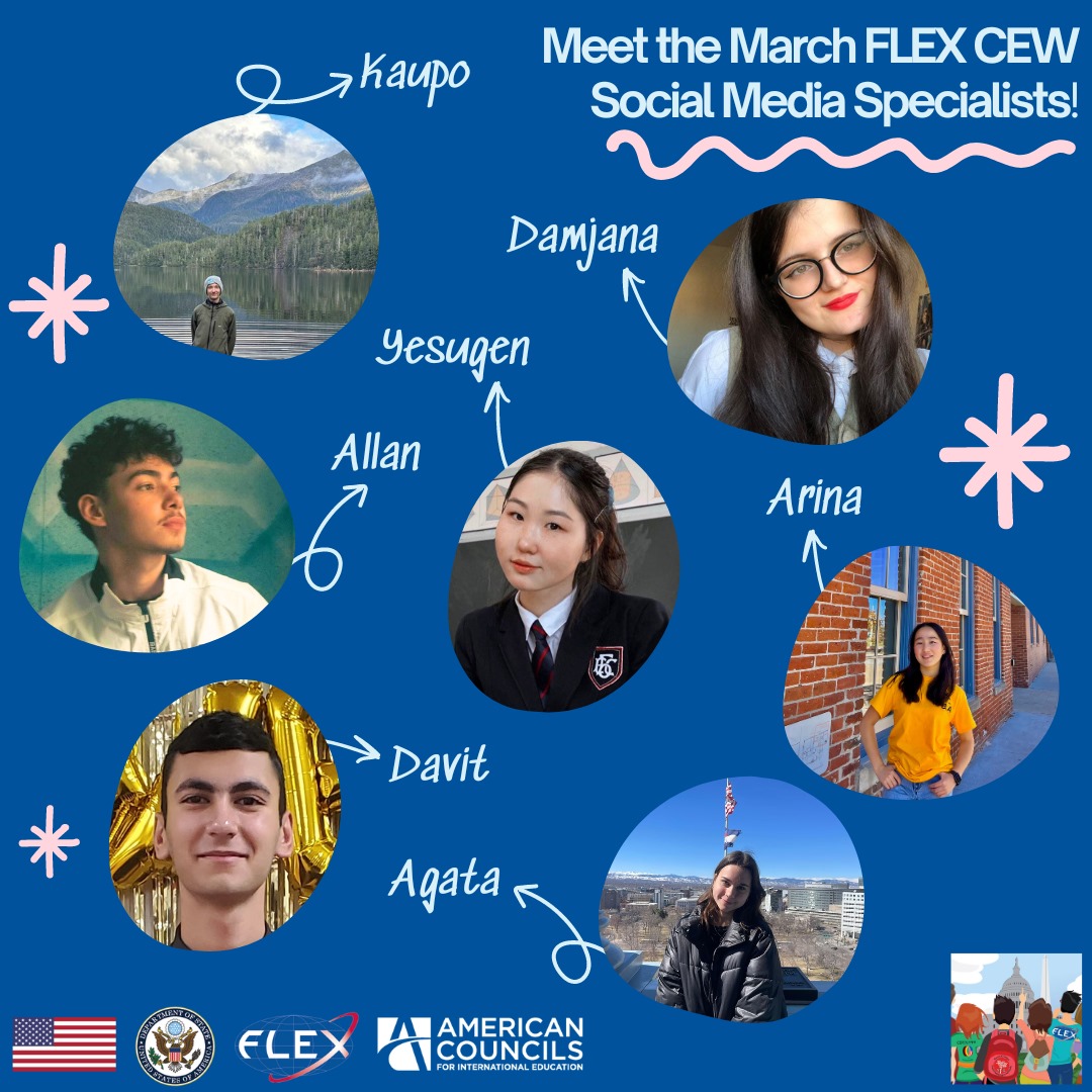 Meet the March #FLEX Social Media Specialists for the Civic Education Workshop! We are so excited to have these digital storytellers share their experiences during #CivEdWeek See you in Washington DC soon!
<a href="/ECAatState/">Educational & Cultural Affairs—U.S. Dept. of State</a> <a href="/StateDept/">Department of State</a> <a href="/FLEXProgram/">FLEX Program</a>