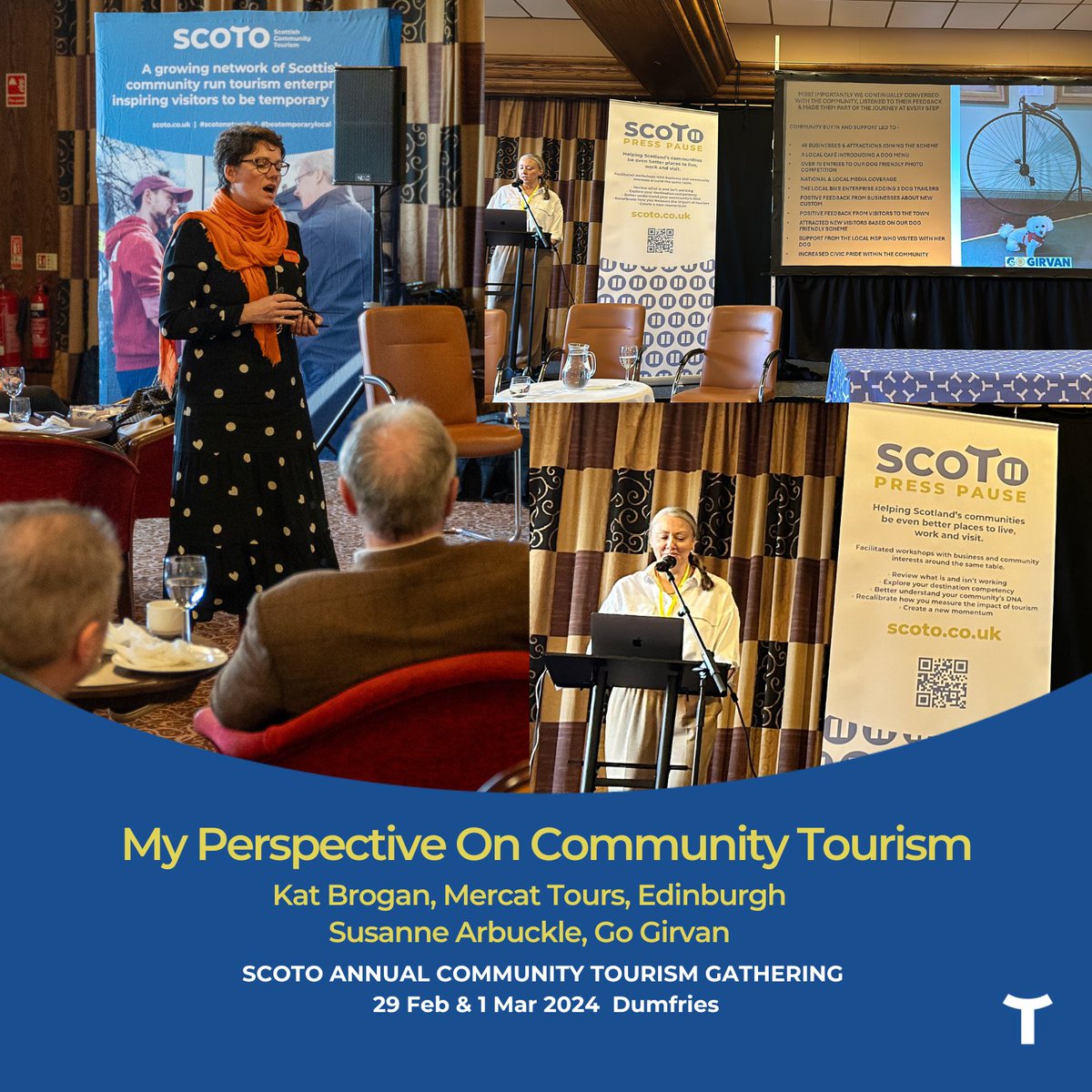 On #InternationalWomensDay2024, we salute 2 more: Kat Brogan @MercatTours & Susanne Arbuckle of @GoGirvan for their insightful talks at the #SCOTOGathering2024 Kat: 'Be a community first, then a business.' Susanne: 'Find your authentic community story and tell it.'Thank you both!