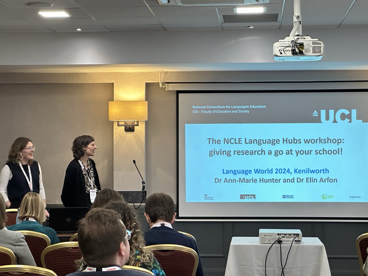 ncle_ioe's tweet image. A brilliant workshop at the #LW2024 Conference from our wonderful Research Fellows Ann-Marie and Elin on how #LanguageHubs can carry out research in their schools! @ALL4language