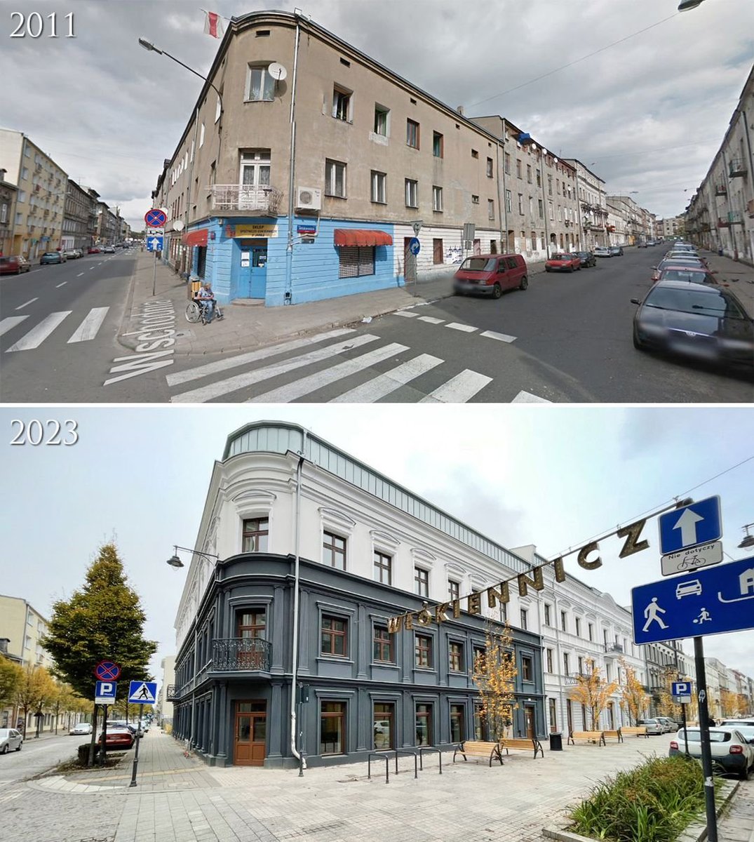 Before and after in Łódź