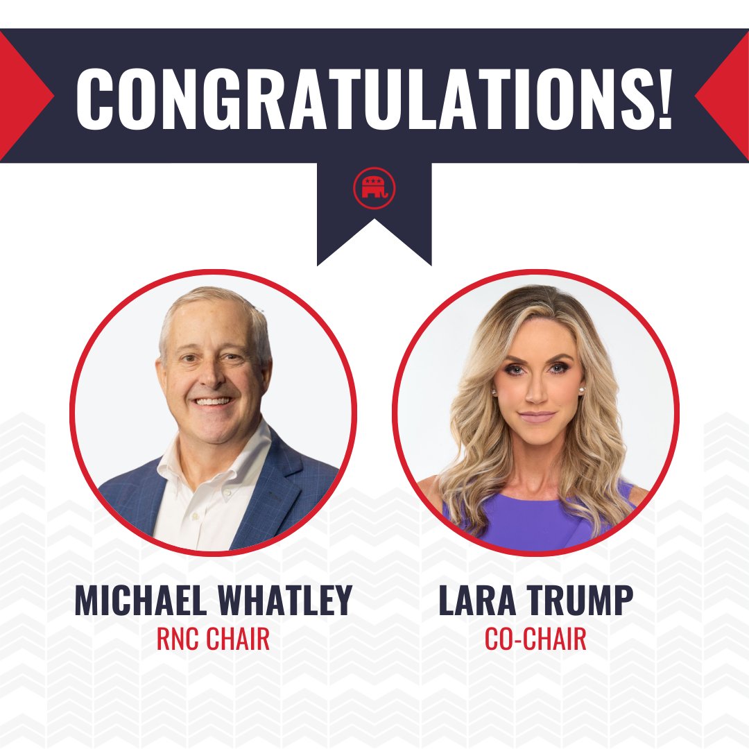 Introducing the new RNC Chair @ChairmanWhatley and Co-Chair @LaraLeaTrump!