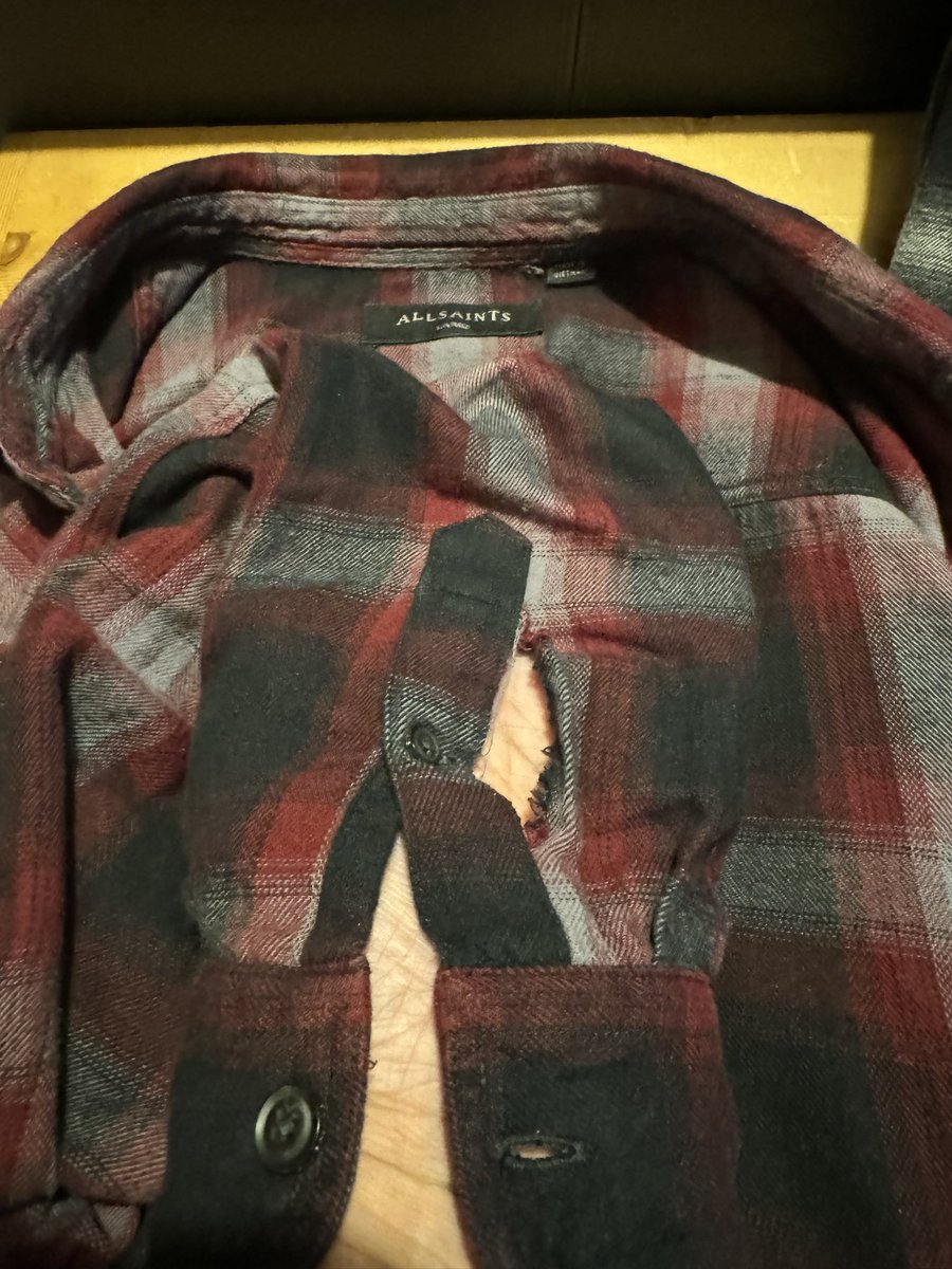 skifflad's tweet photo. I have multiple shirts. But only two are like these. Thanks @AllSaintsLive @AskAllSaints - problem? https://t.co/BgBjCmVjGl