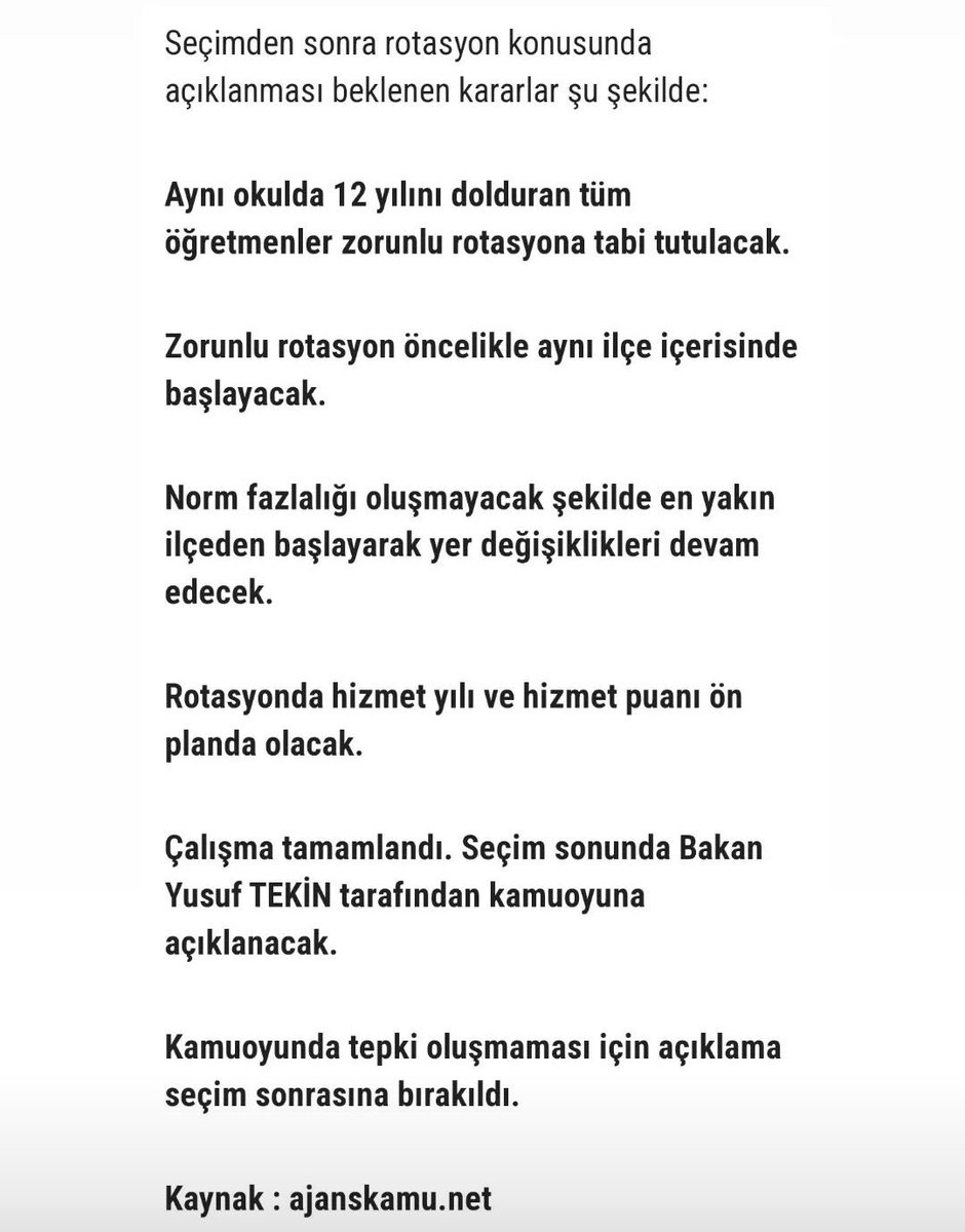 Seçimden sonra böyle bir rotasyon olacağı gündemde dolaşıyor. Sizlerin bu konudaki düşüncesi nedir? #meb #ogretmen #rotasyon #8Mart #8marzo2024 #bakidoumbe #DoumbeBaki #eurovisiongr #gntm