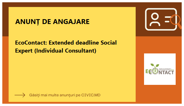 🌍 A.O. 'EcoContact' invites experienced individuals to apply for the role of Social Expert Individual Consultant. As part of this role, you will contribute to environmental improvement causes. #EcoContact #JobOpportunity #EnvironmentalJobs

Link: … civic.md/anunturi/angaj…
