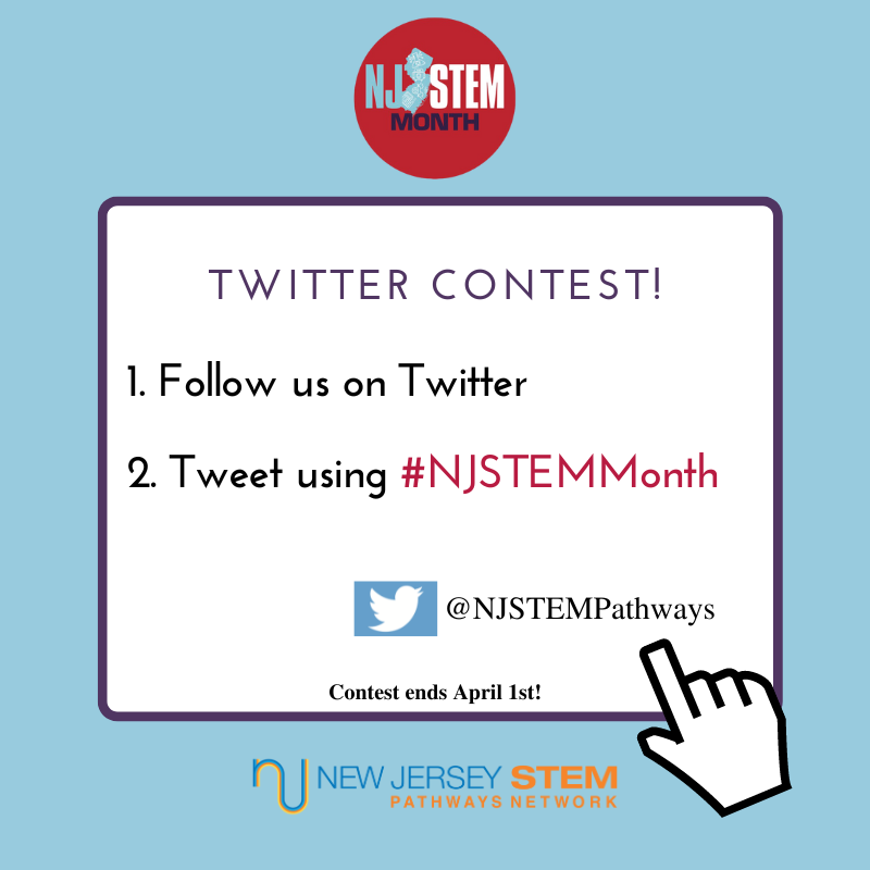 A friendly reminder that we have our social media contest going on! All you have to do is post using #NJSTEMMonth for a chance to win. 

The more you post, the higher your chances of winning a $100 Amazon gift card. Additionally be our 2,000th follower to also win a gift card!
