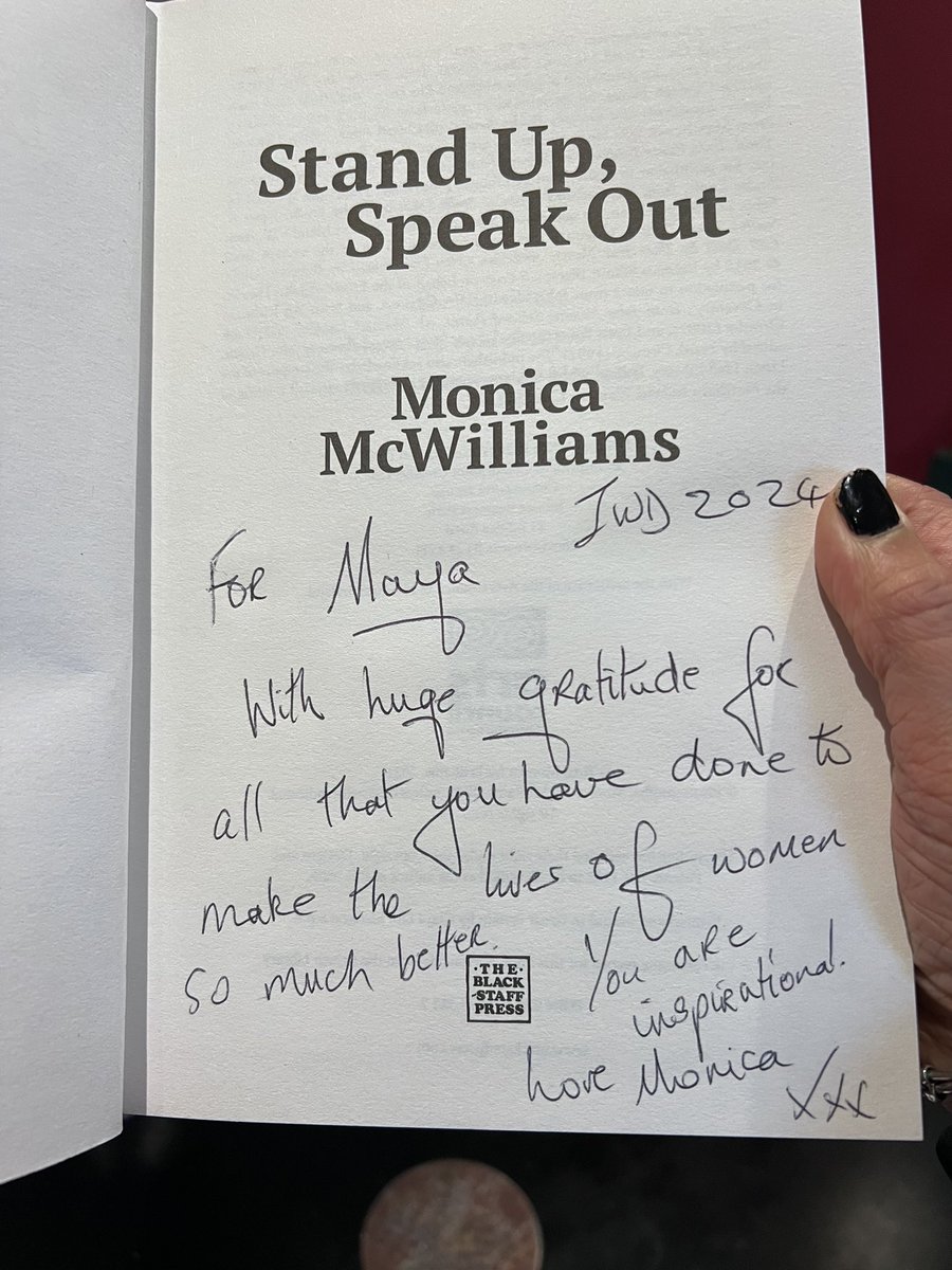 Adding to the #IWD24 #IWD outpouring. Look what @MonicaBelfast wrote in my book. Fangirling Friday. 🥰👊🏽