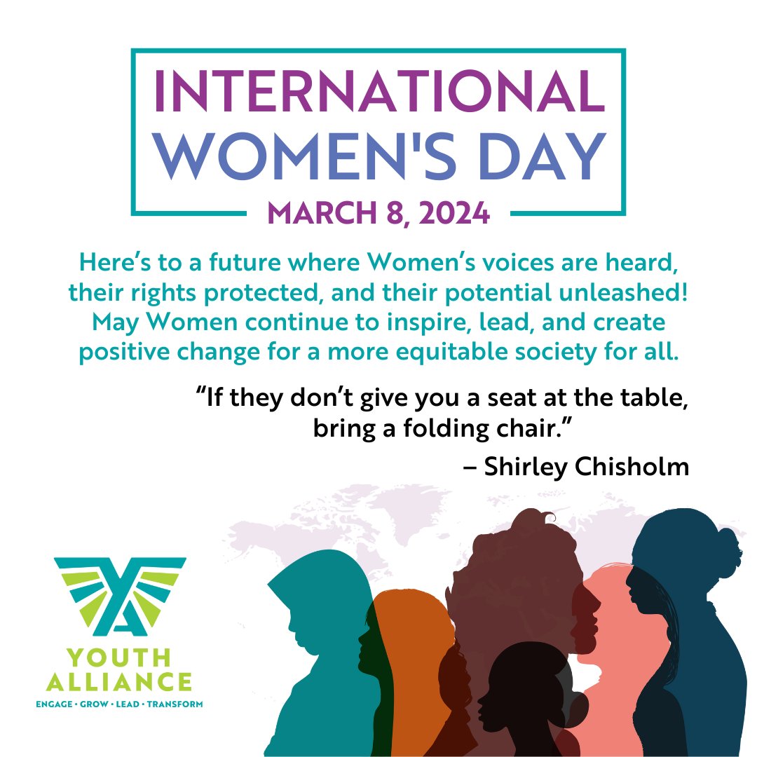 Happy International Women's Day! May Women continue to inspire, lead, & create positive change for a more equitable society for all. “If they don’t give you a seat at the table, bring a folding chair.” – Shirley Chisholm #InternationalWomensDay #IWD #IWD2024 #WomensVoices