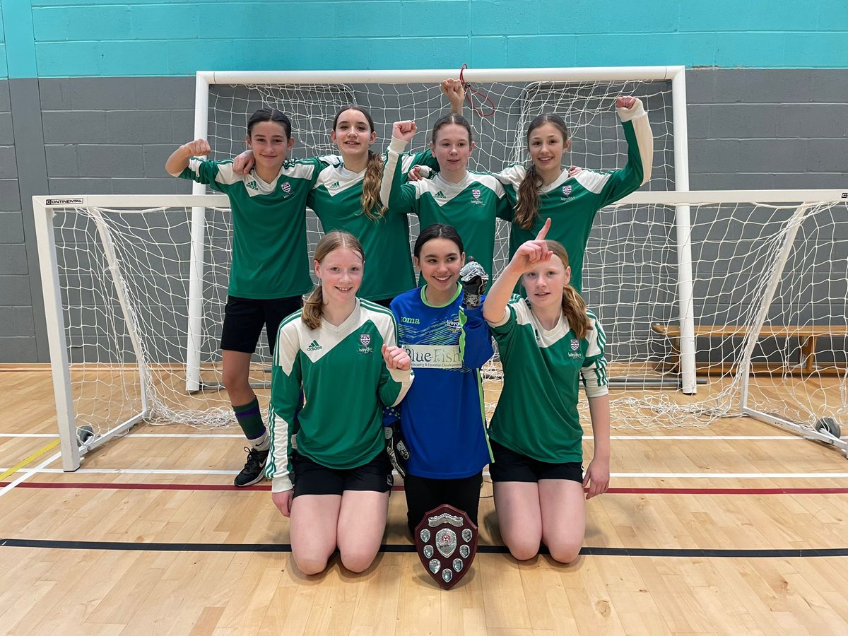 Year 7 Girls indoor football Champions! POTT Emily for her consistency ! Well done 💜💚⚽️💚💜 #teamweydon