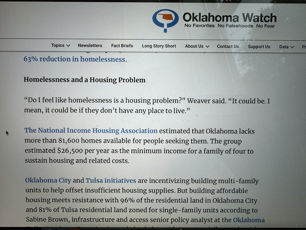 Criminalizing homelessness is harmful and ineffective. Even the author of a criminalization bill in Oklahoma, Rep Darrell Weaver, concedes that there could be another approach…housing.