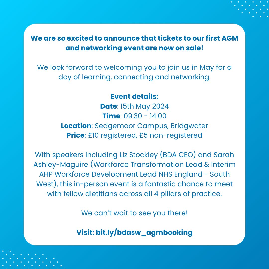 Tickets to our first AGM and networking event are now on sale! Book your place at bit.ly/bdasw_agmbooki… 

We can't wait to see you there! 💙