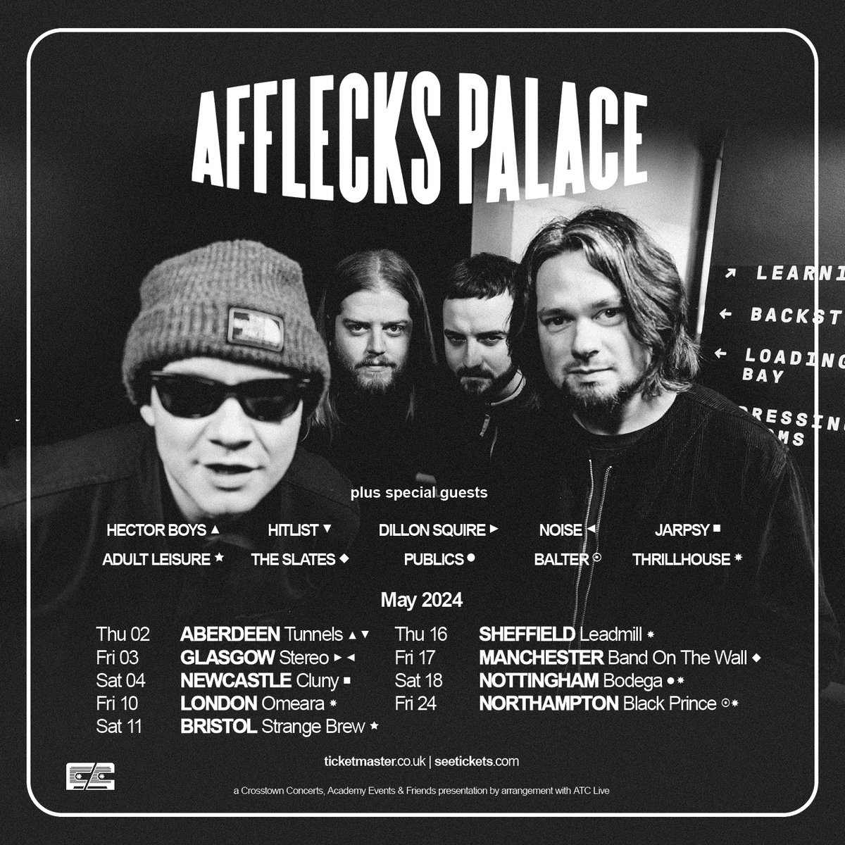 Crosstown Concerts (@crosstown_live) on Twitter photo Special guests <a href="/JarpsyBand/">Jarpsy</a>, <a href="/thrillhouseok/">Thrillhouse</a>, <a href="/AdultLeisureUK/">Adult Leisure</a> and Slates join <a href="/affleckspalace/">Afflecks Palace</a> on tour this May. Tickets are on sale here: crosstownconcerts.seetickets.com/artist/affleck… Special guests <a href="/JarpsyBand/">Jarpsy</a>, <a href="/thrillhouseok/">Thrillhouse</a>, <a href="/AdultLeisureUK/">Adult Leisure</a> and Slates join <a href="/affleckspalace/">Afflecks Palace</a> on tour this May. Tickets are on sale here: crosstownconcerts.seetickets.com/artist/affleck…