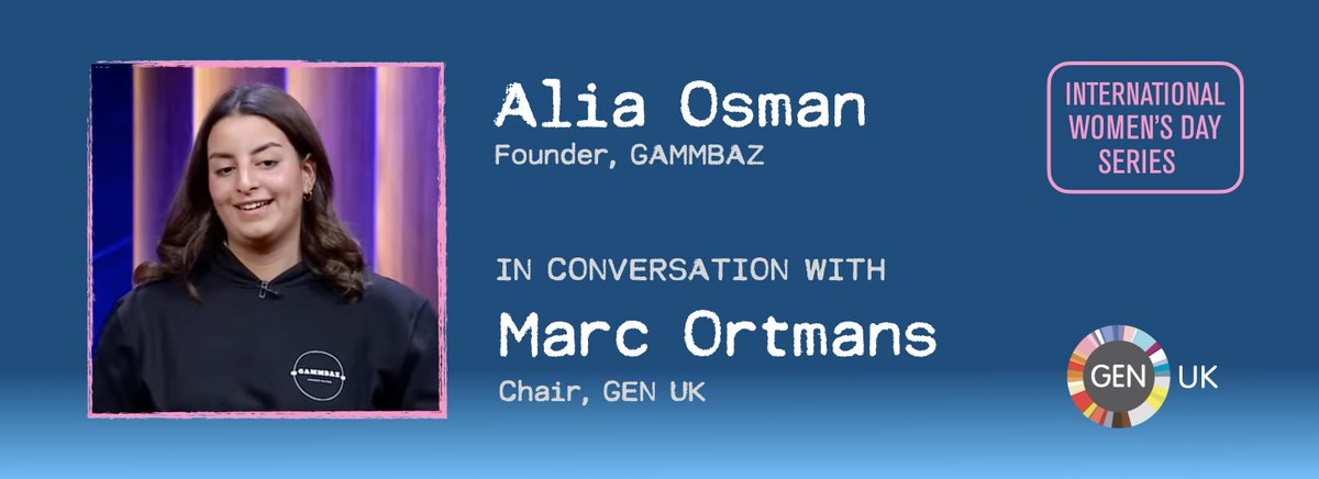 Celebrating #femalefounders on #InternationalWomensDay. 16 year old Alia Osman talks about her #purpose driven runaway #startup GAMMBAZ In conversation with Marc @ortmans on the GEN UK HUB worldlabs.org/event/iwd-in-c…