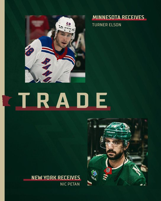 Trade graphic, Minnesota receives Turner Elson from NY for Nic Petan