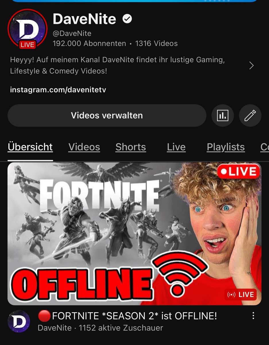 Obwohl die Fortnite Server Offline sind dauerhaft über 1.000 Zuschauer ♥️♥️♥️