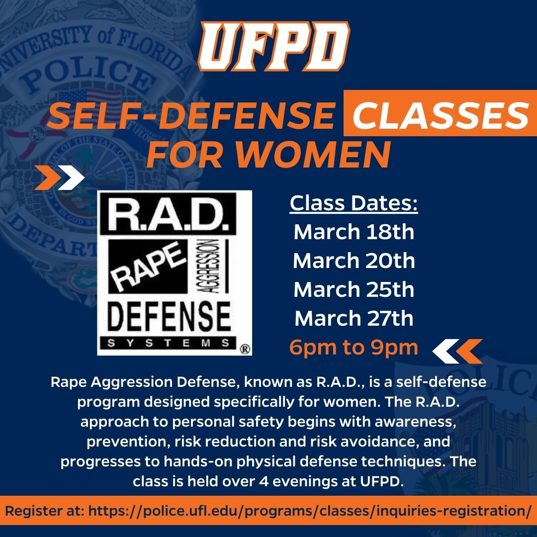Have you heard the news? RAD is back at UFPD! Be a part of our first class in our new building. Spaces are limited. With additional classes coming.