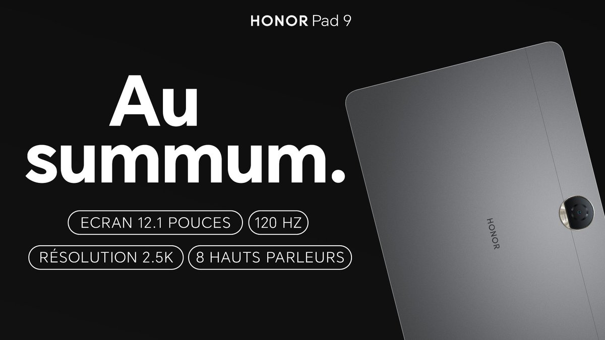 Écran 12.1 pouces 🤝 120 Hz 🤝 Résolution 2.5K 🤝 8 hauts parleurs : on peut dire qu'on a touché le sommet avec notre #HONORPad9