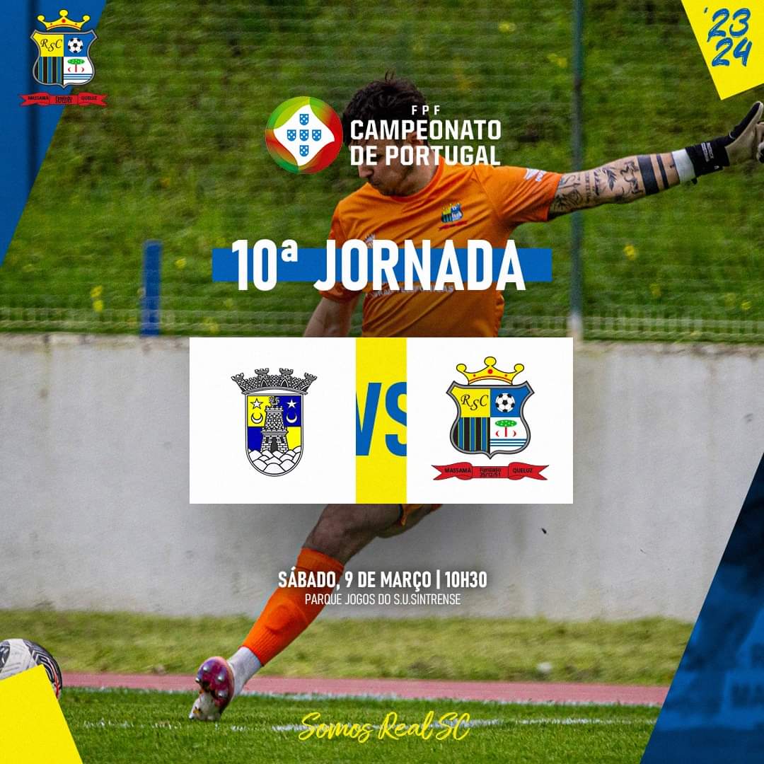 RealSportClube3's tweet photo. Próxima Jornada! 🏆⚽

🆚 Sintrense (J10 - Inversão com J23)
🏟️ Parque de Jogos do SUSintrense
📆 09/03
⏰ 10h30

#RealSC #SomosReal #Futebol #CampeonatoPortugal https://t.co/IoDP5OO3Js
