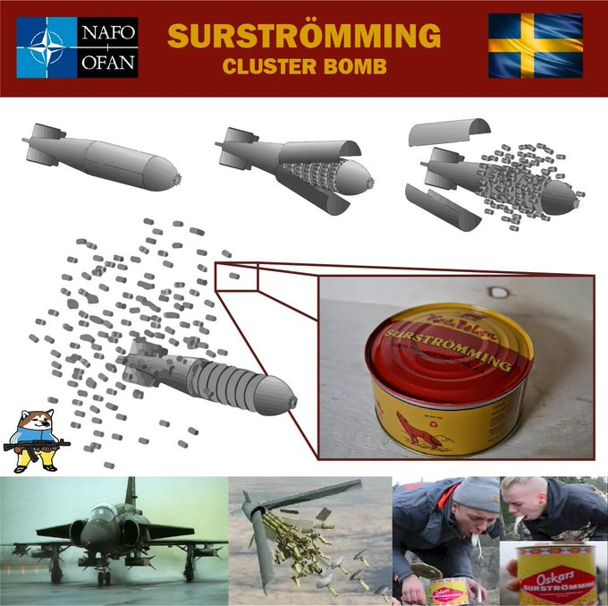 Nach dem NATO-Beitritt Schwedens stehen dem Verteidigungsbündnis verheerende neue Waffen zur Verfügung.

Der Transport der Surströmmingdosen ist wegen der Sorge vor Explosionsgefahr auf Flügen von British Airways und Air France bereits ausdrücklich verboten.