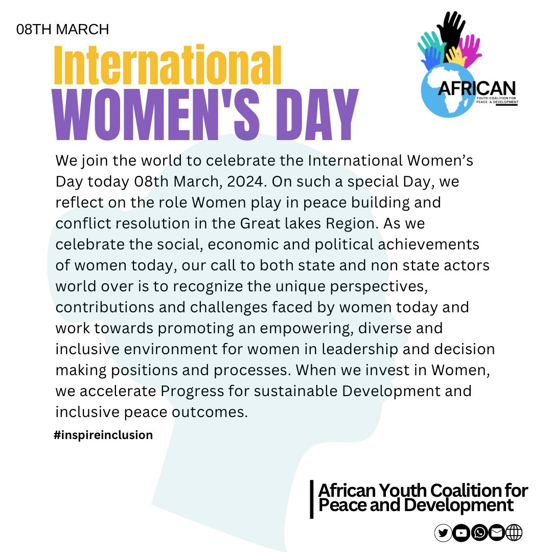 We join the world today to celebrate the international Women’s Day. As a coalition, we reflect on the unique perspectives, contributions, the challenges women face and their Role in peace building and conflict resolution. #InspireInclusivity #IWD #WomenEmpowerment #youth4peace