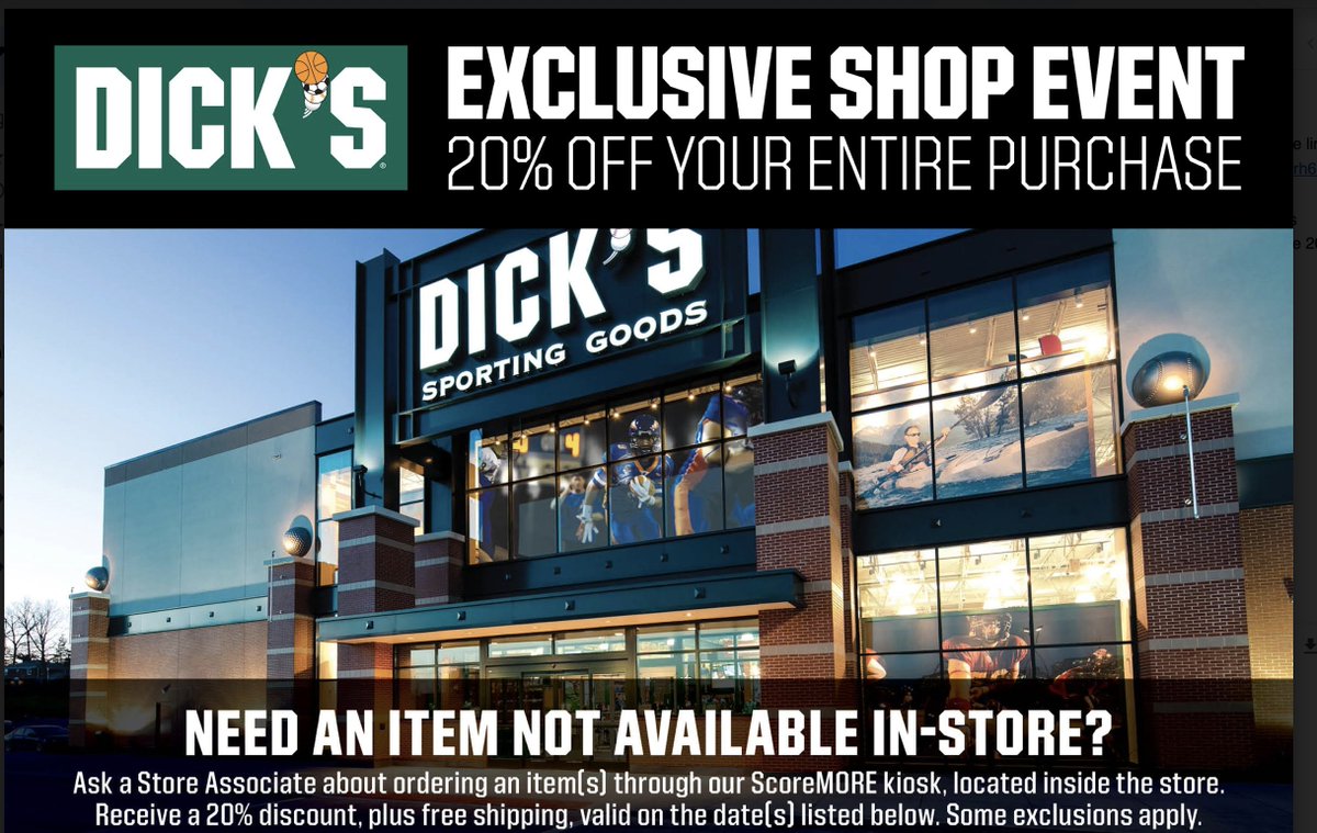 This is the weekend to save 20% at Dick's Sporting Goods!  CIAC is proud to share the news of our Spring Sports Appreciation Weekend with Dick’s Sporting Goods. By using the linked coupon below, all CIAC athletes and their families will save 20% at any Dick’s Sporting Goods Store