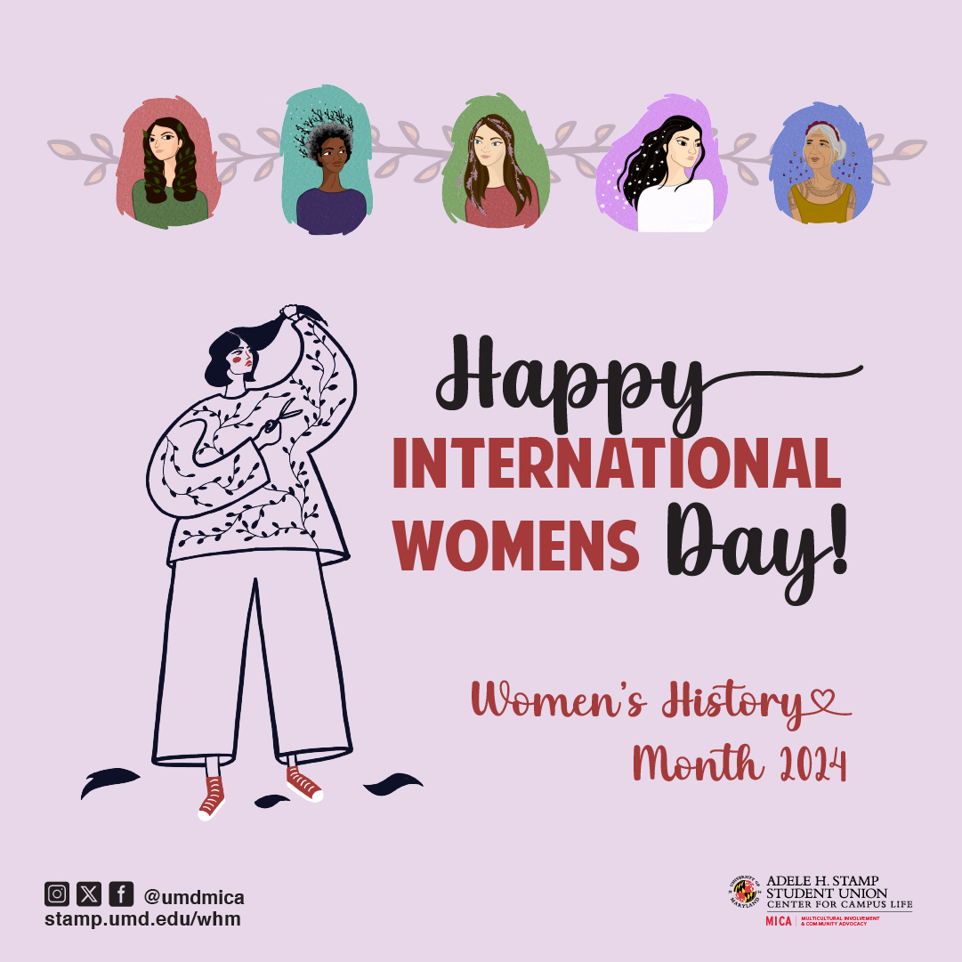 Happy #InternationalWomensDay! Here's to honoring the massive contributions women have made—& continue to make—to society the world over. Celebrate ordinary women who do extraordinary things this month—see @UMDMICA's #WHM2024 calendar of events: stamp.umd.edu/WHM