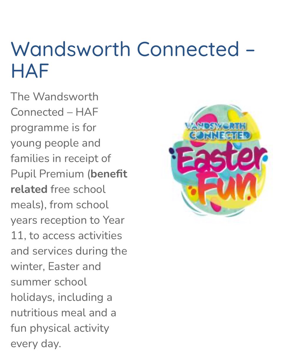 The Wandsworth Easter HAF program is now live - get booking #wandsworth #nochildleftbehind #easteractivities #HAF2024