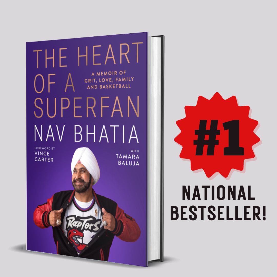 HEART OF A SUPERFAN by @superfan_nav is the #1 bestselling book in Canada! Nav’s story is an incredible tale of heart and perseverance, and a must read for all sports fans! Get your copy now to read about Nav’s journey and exclusive behind-the-scenes stories about the Raptors!