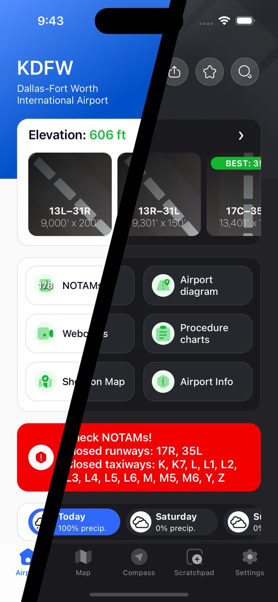 WindCheckEFB's tweet image. Dark mode is here, WindCheck before you fly!

#pilots #flight #aviation