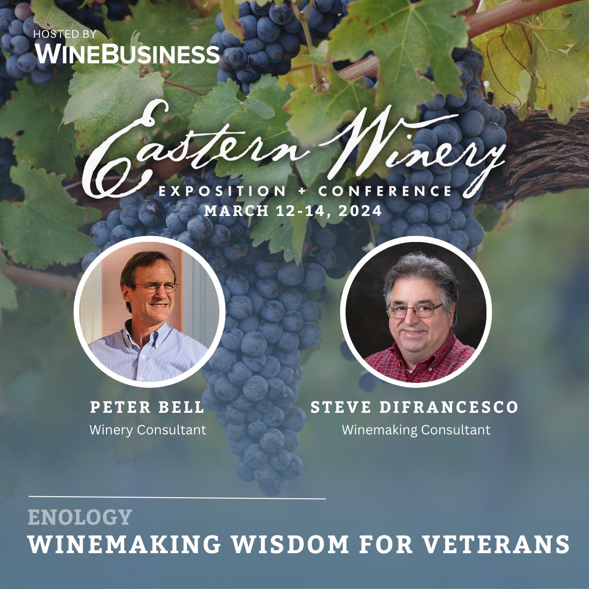 Tapping into their 70+ years of collective experience, Steve and Peter will recount noteworthy problems they've faced that weren't in any winemaking playbook. Join us next week at Eastern Winery Exposition + Conference #EWE and benefit from veteran advice! ow.ly/50mQ50QNN88