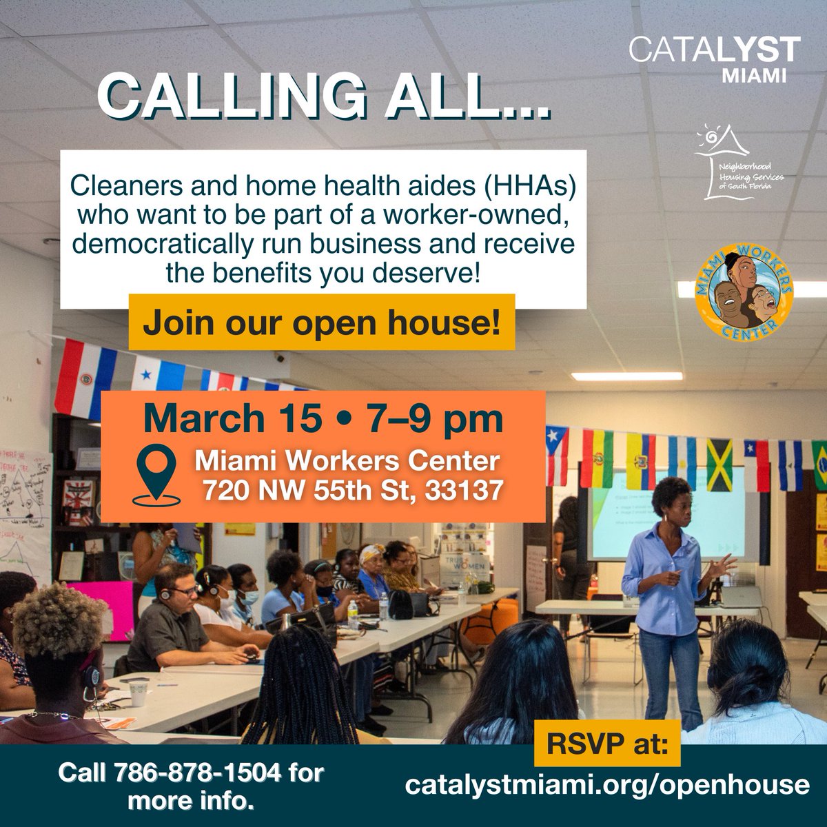 Are you a cleaner or home health aide? Know someone who is? Spread the word about our worker-owned business open house! It's time to take back your power. 🤝 In collaboration with @MiamiWorkersCtr and @NHSofSoFl #WorkerCoopsWork