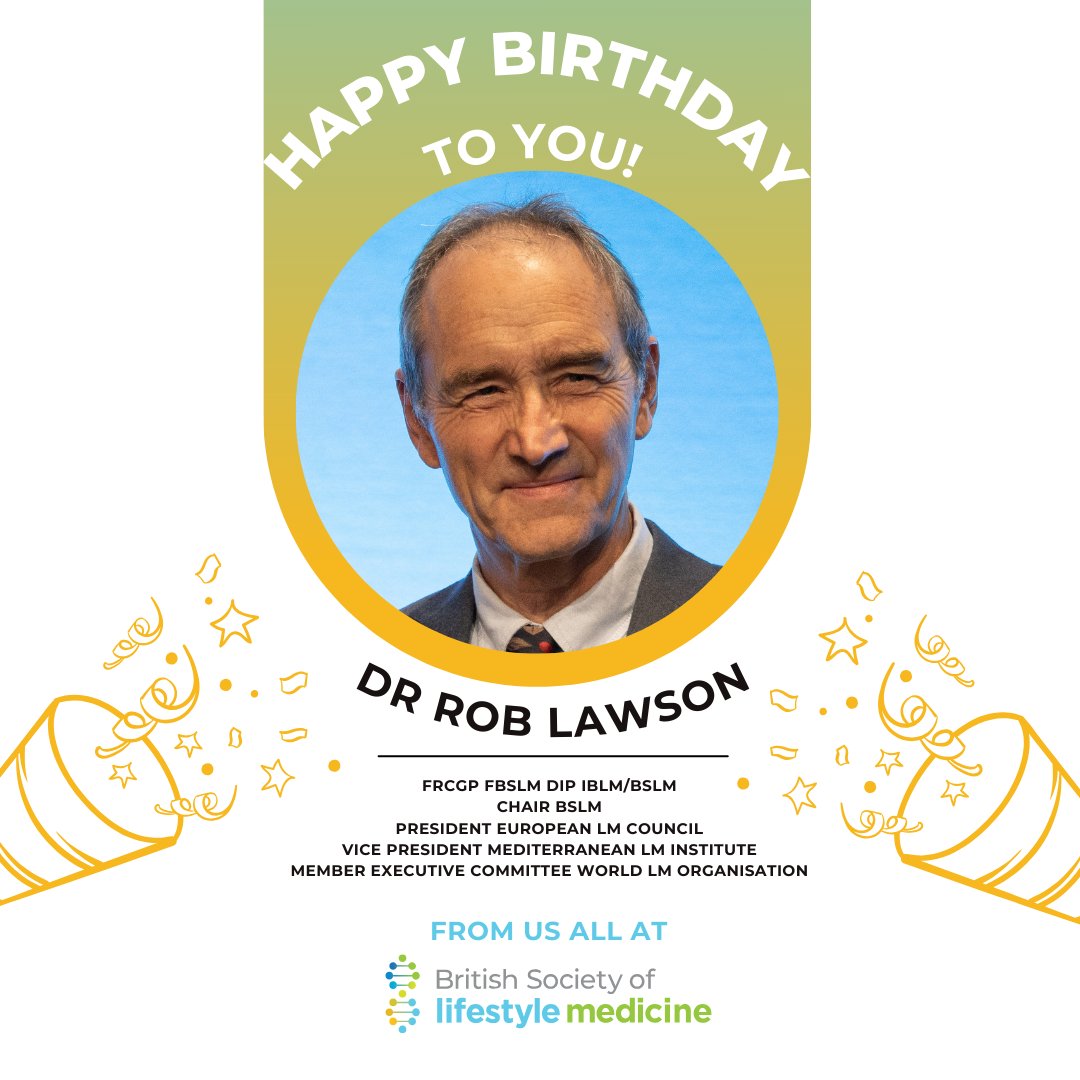 A Happy Birthday from us, Rob! 🎉 From founding Live Well, co-founding BSLM and promoting the principles of Lifestyle Medicine to healthcare professionals and the public via your other roles, we couldn't ask for a bigger advocate and we're so grateful for all you do for LM! 🧬