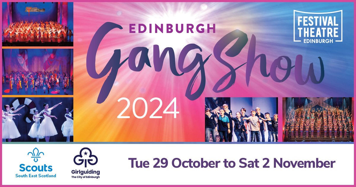 🎉 We are so excited to announce that the Edinburgh Gang Show 2024 will be at the Festival Theatre @captheatres Tue 29 Oct to Sat 2 November! @sesscouts @GirlguidingEdin 🎫 - TICKETS ON SALE SOON!